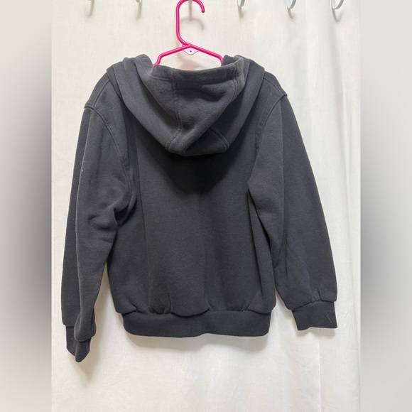 Nike Boy’s 6-7 Zip-Up Hoodie in Black with White Logo 0109 - Picture 3 of 6